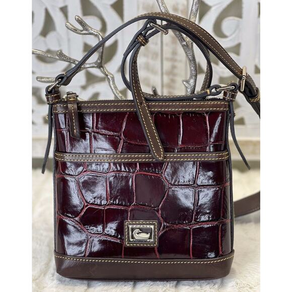 Dooney & Bourke Handbags - DOONEY & BOURKE Letter Carrier Croc Embossed Leather Crossbody Messenger Purse